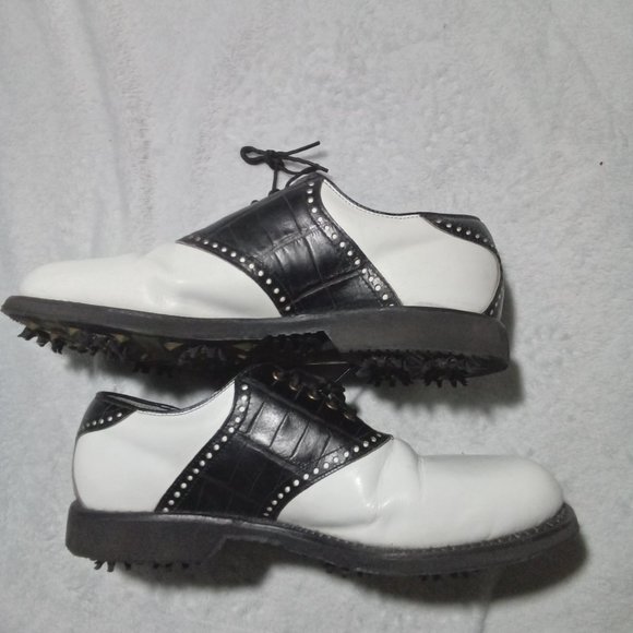 Footjoy Classics Dry Premiere Mens Golf Shoes 50610 WH/BLK Croc 10B